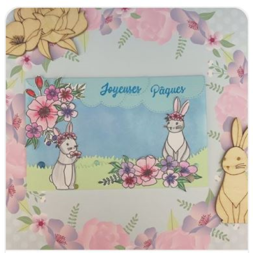 scrapbooking de Pâques, faire une carte avec des lapins pastels