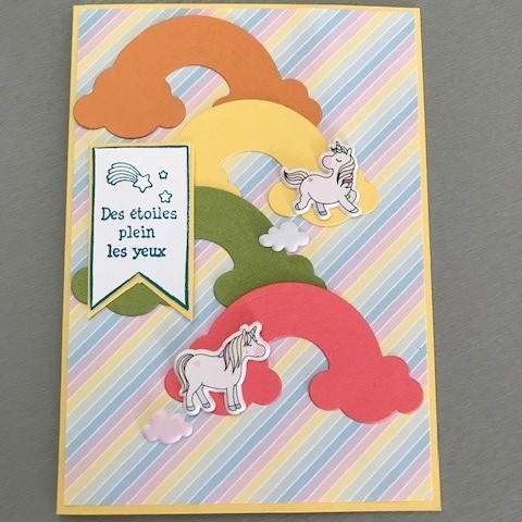 Diy carte facile sur le thème des arcs-en-ciel et des licornes. 