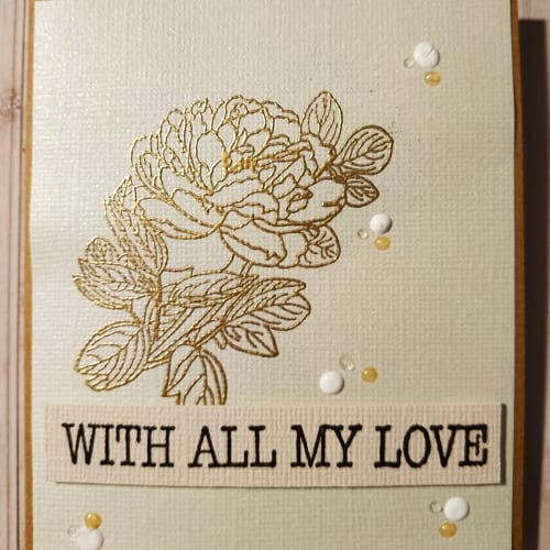 Carte sur le thème de l'amour et vanille et dorée, with all my love