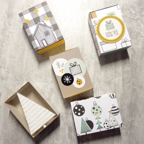 Diy cadeau Noël, boites allumettes personnalisées découpées dans une matrice.