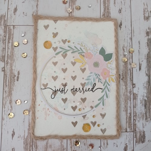 Carte just married, kraft et foil