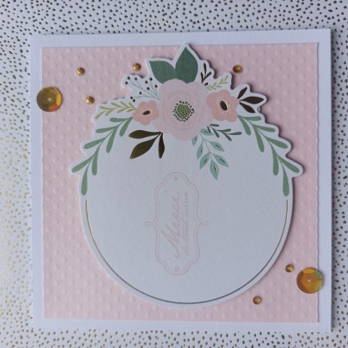 Carte de remerciement fleurs et foil doré