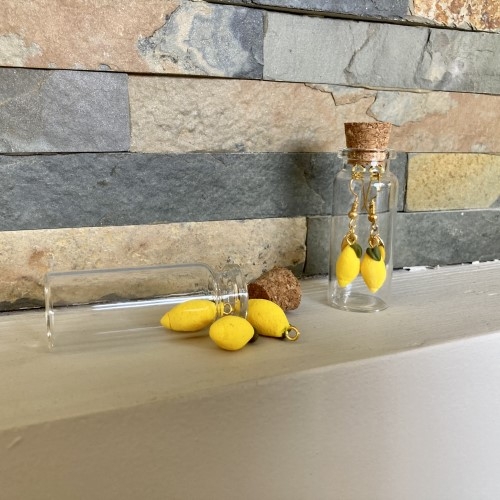Boucles d'oreilles citrons fait main et emballage écologique