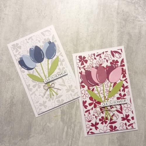 Carte printanière, thème" tulipes et marguerites