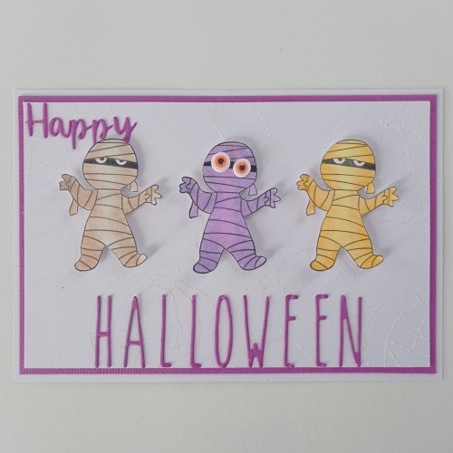 Une carte Halloween momies, même pas peur.