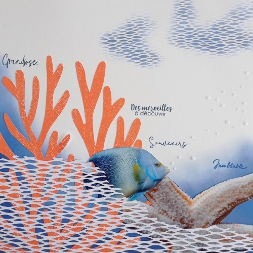 Une page 30x30 sur le thème du filet de pêche, collection Corail