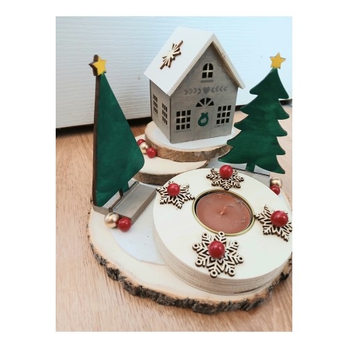 Un centre de table en bois pour votre table de No&euml;l