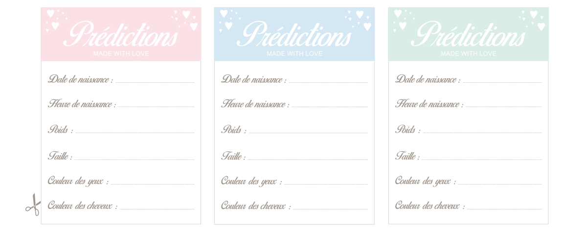 Free printables baby shower : Prédictions de bébé