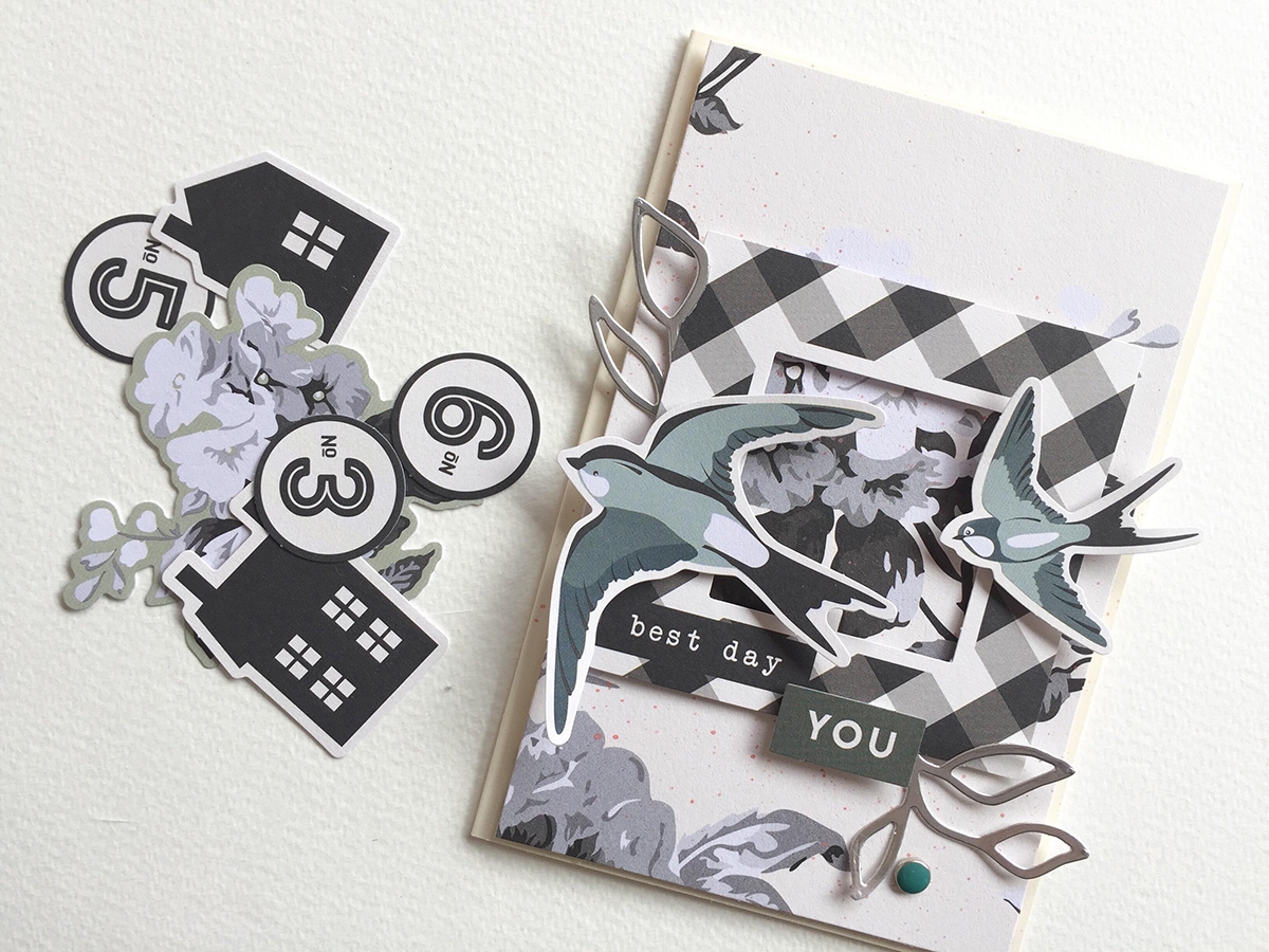 Carte d'anniversaire hirondelles - Gingham farms - My Mind's Eye