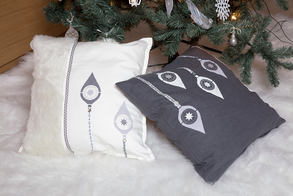Coussins  DIY - Noël gris perle