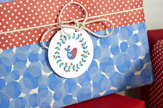 Etiquette cadeau Noël Folk