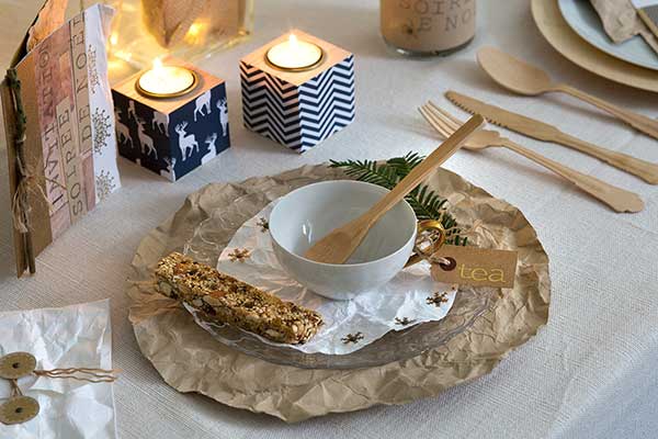 Décoration de table de Noël fait main - Papier kraft