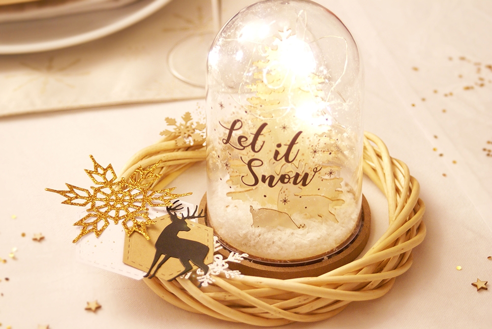 Décoration de table de Noël DIY : Or et kraft