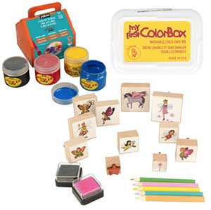 Tampons, encres, peintures pour enfant